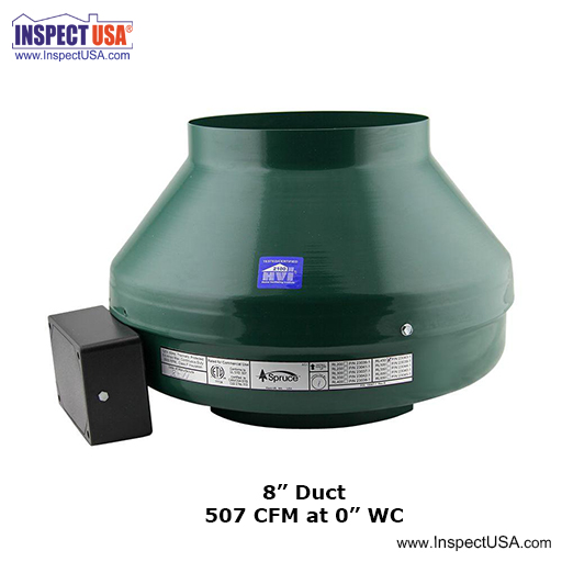 Spruce RL450 8" Inline Ventilation Fan (28227) 507 CFM with Bracket