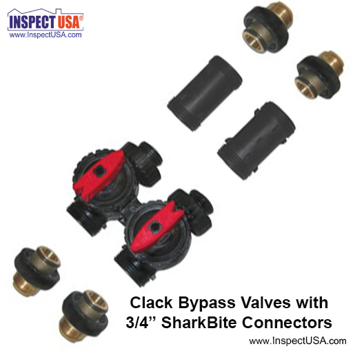 Water System 3/4" Clack Bypass Valves (28309) SharkBite Connectors