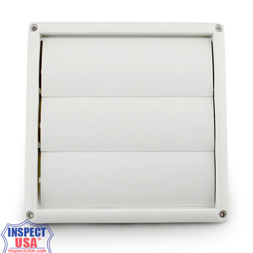 Vent Hood 6" Louvered Self Dampening (76015) White Plastic 1" Trim