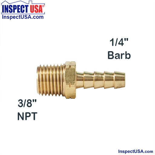 Valve Adapter Brass (BF3814) 3/8" Male NPT to 1/4" Hose Barb