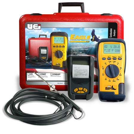 UEI Combustion Analyzer CO2 CO & O2 (C75KIT) w/Printer, Probe & Case