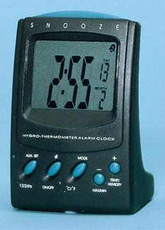 Desktop Hygro-Thermometer Clock (CV668THBL) BLACK Vertical