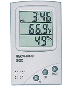 Thermometer Hygrometer Alarm Clock 14-122°F (DTH800) WHITE