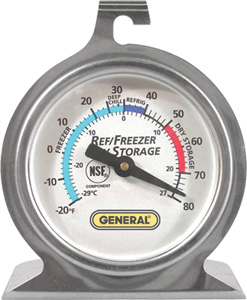 Thermometer Stainless Steel Round (FT80R) Refrigerator Freezer
