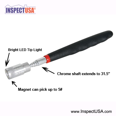 Telescoping Magnetic 5# Pickup Tool (HPUT1) with LED Tip Light
