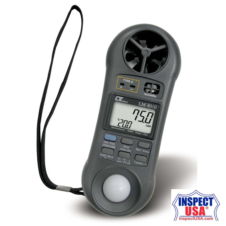 Lutron Anemometer ( Cmm, Cfm ) Humidity Meter, Light Meter Type K Thermometer (LM-8010)