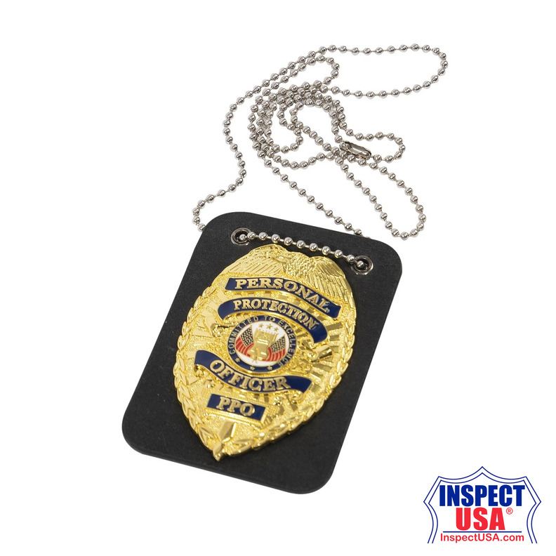 Rothco Low Profile Leather Badge Holder with Chain
