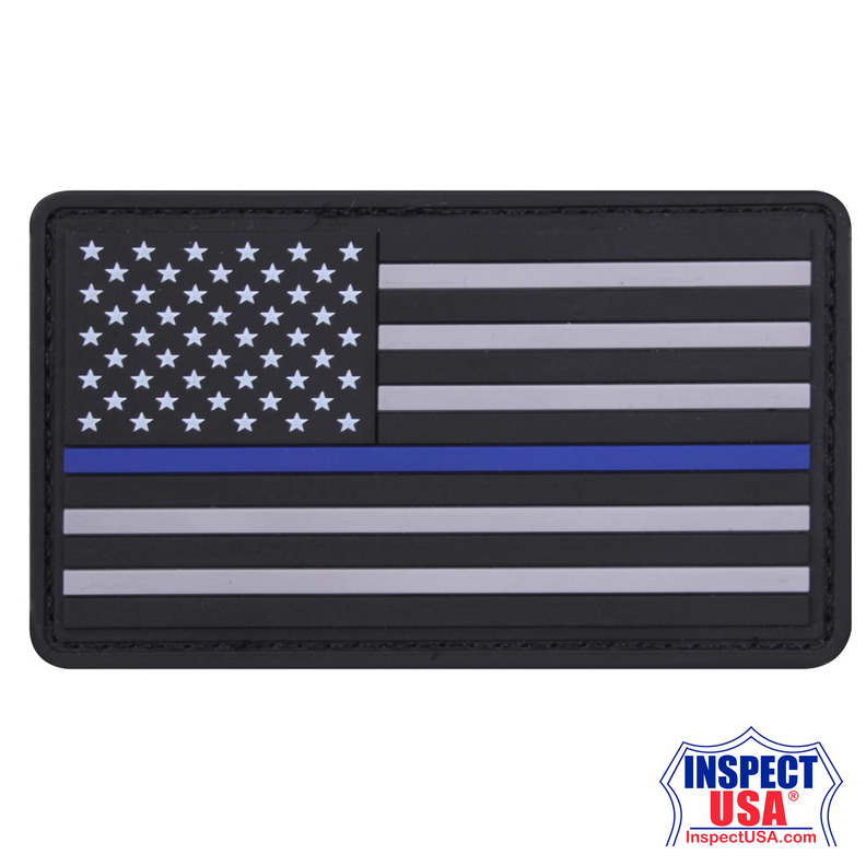 Rothco PVC Thin Blue Line Flag Patch - Hook Back