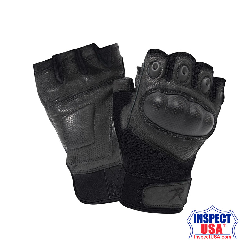 Rothco Fingerless Cut-Resistant Carbon Hard Knuckle Gloves - Black