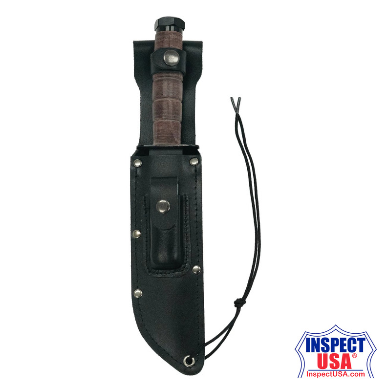 Rothco Military Fighting Utility Knife With Leather Handle