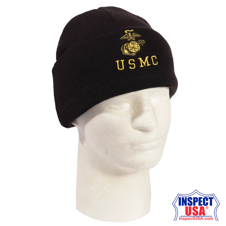 Rothco Embroidered USMC Watch Cap with Gold Eagle, Globe, & Anchor Insignia
