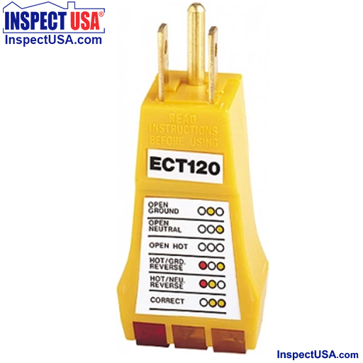 Receptacle Circuit Tester 110vAC (ECT120K) with 3 LED Indicators