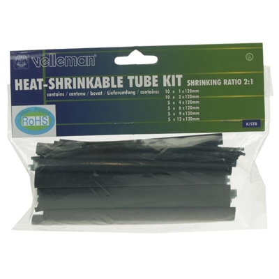 Velleman Heat Shrink Tubes 2:1 (V-KSTB) 40 Pack, BLACK